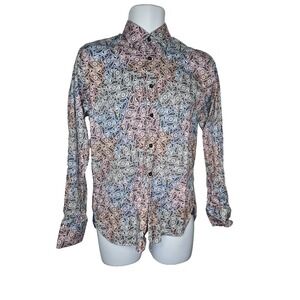 Visconti‎ Black Paisley Shirt M Multicolor Button Up Long Sleeve